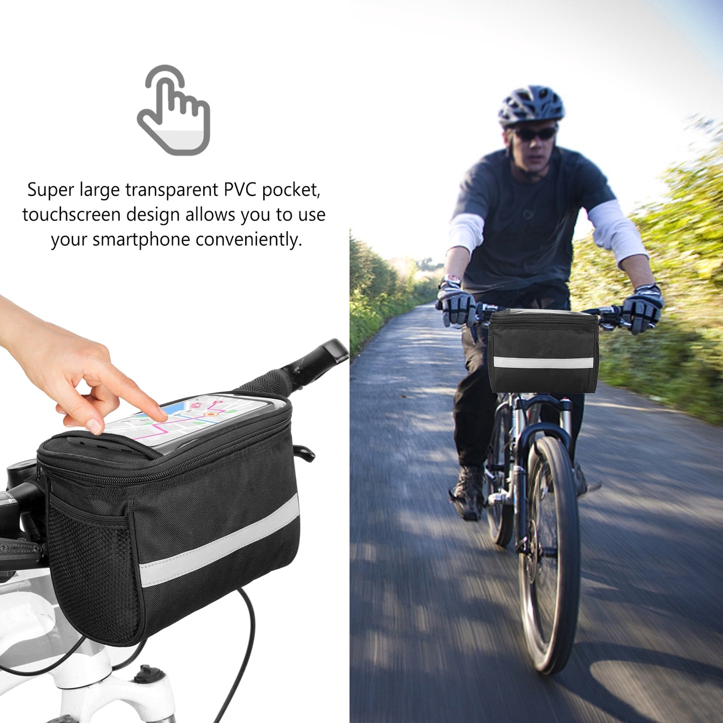 Cycling Bike Bicycle Insulated Front Bag MTB Bike Handlebar Bag Basket Pannier Cooler Bag with Reflective Strip - Vlad's Bike Bits