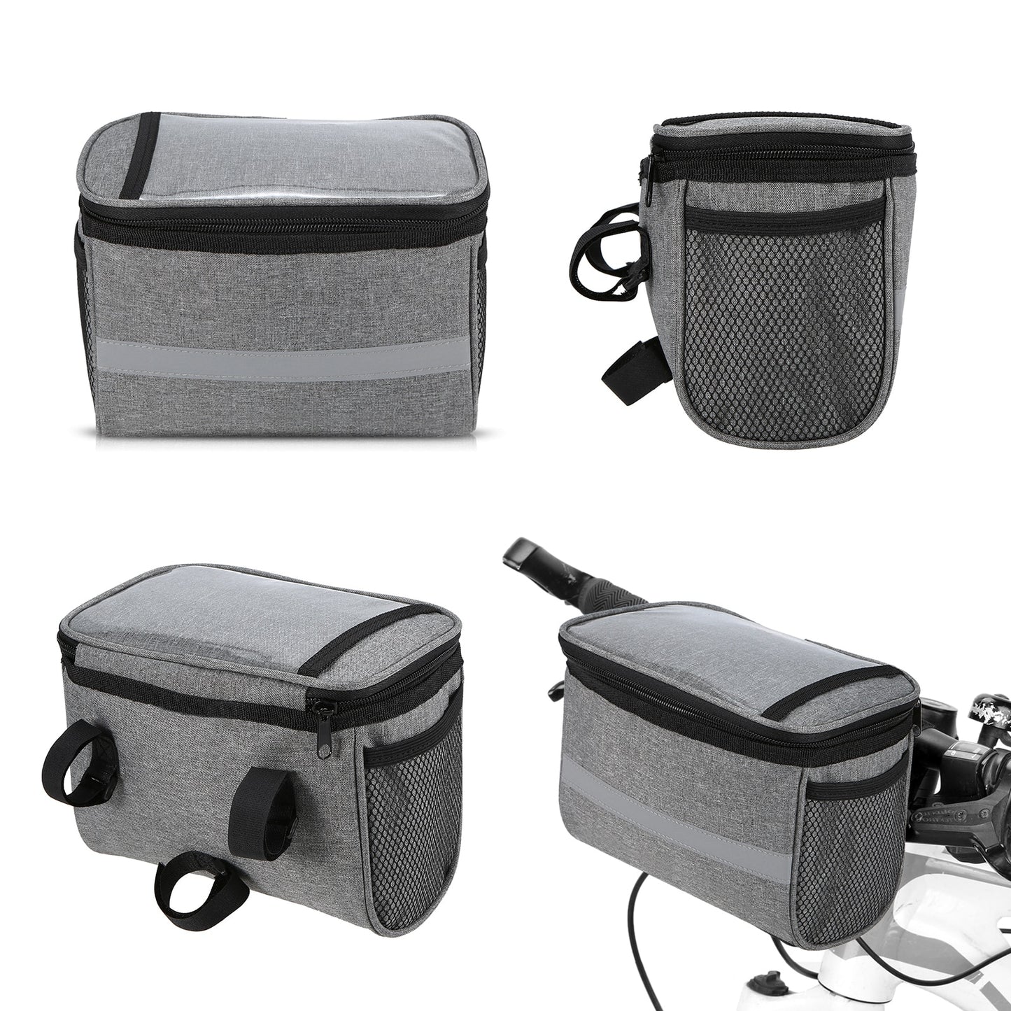 Cycling Bike Bicycle Insulated Front Bag MTB Bike Handlebar Bag Basket Pannier Cooler Bag with Reflective Strip - Vlad's Bike Bits