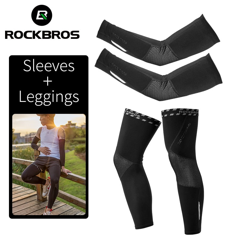 ROCKBROS Winter Fleece Warm Arm Sleeves Breathable Sports Elbow Pads Fitness Arm Covers Cycling Running Basketball Arm Warmers - Vlad's Bike Bits