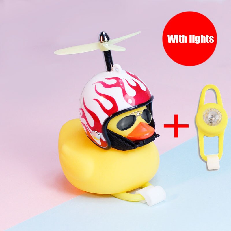 1pc Cartoon Yellow Silica Little Duck Helmet Head Bicycle Light Shining Mountain Bike Handlebar Duck Head Light Bell Accessories