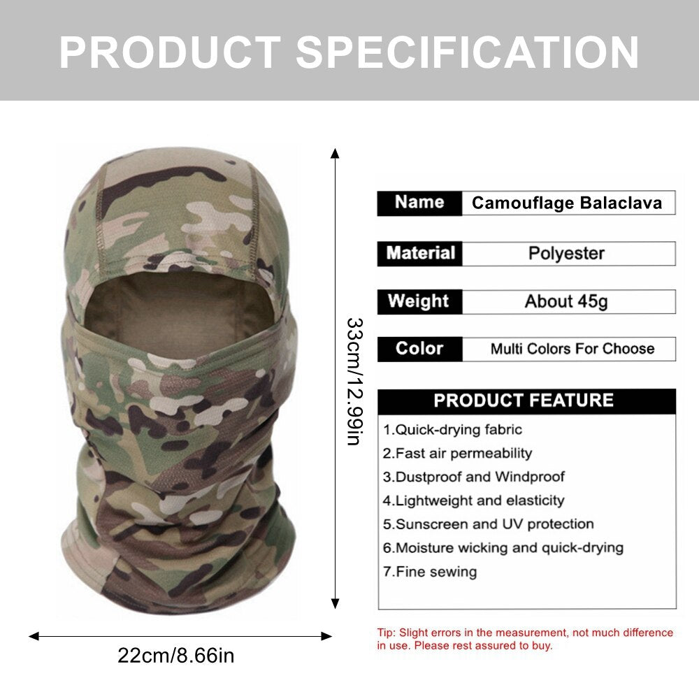 Tactical Balaclava Bike Cycling Full Face Neck Scarf Head Warm Outdoor Hunting Cycling Hiking Army Military Bandana Skiing Scarf
