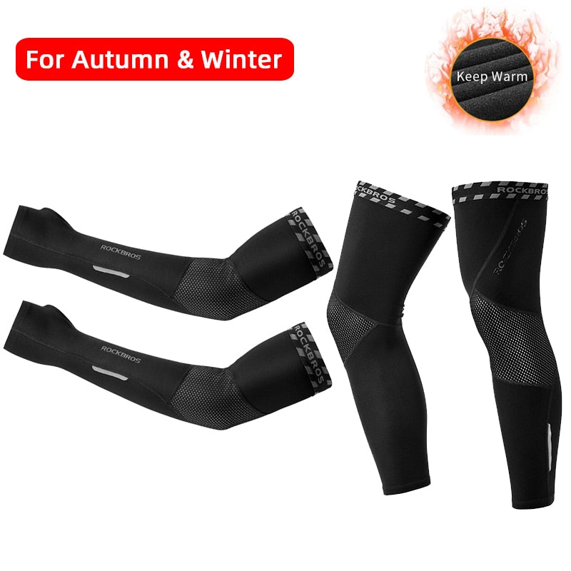 ROCKBROS Winter Fleece Warm Arm Sleeves Breathable Sports Elbow Pads Fitness Arm Covers Cycling Running Basketball Arm Warmers - Vlad's Bike Bits