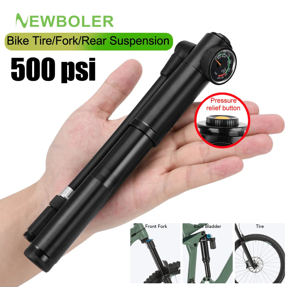 Portable High-pressure 500psi Bike Air Pump with Gauge for Fork & Rear Suspension Shock Absorber Mountain Bicycle pump wheel - Vlad's Bike Bits