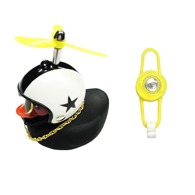 1pc Cartoon Yellow Silica Little Duck Helmet Head Bicycle Light Shining Mountain Bike Handlebar Duck Head Light Bell Accessories