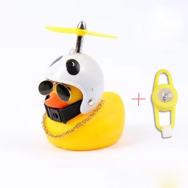 1pc Cartoon Yellow Silica Little Duck Helmet Head Bicycle Light Shining Mountain Bike Handlebar Duck Head Light Bell Accessories