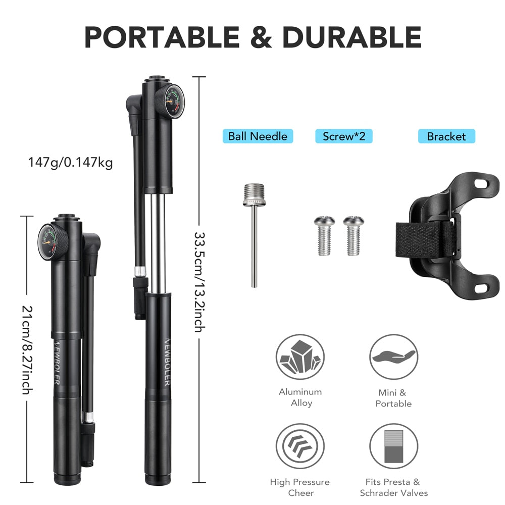 Portable High-pressure 500psi Bike Air Pump with Gauge for Fork & Rear Suspension Shock Absorber Mountain Bicycle pump wheel - Vlad's Bike Bits