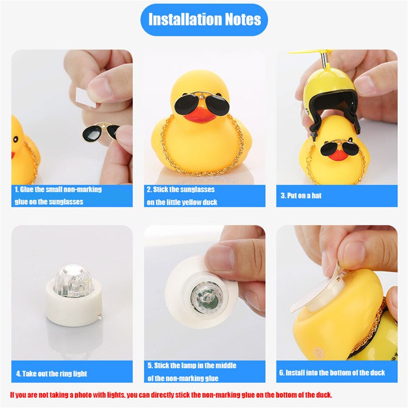 1pc Cartoon Yellow Silica Little Duck Helmet Head Bicycle Light Shining Mountain Bike Handlebar Duck Head Light Bell Accessories