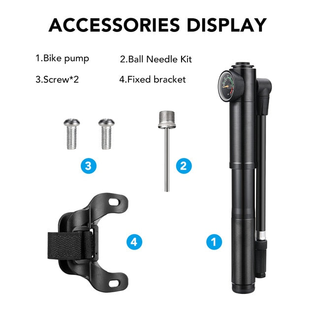 Portable High-pressure 500psi Bike Air Pump with Gauge for Fork & Rear Suspension Shock Absorber Mountain Bicycle pump wheel - Vlad's Bike Bits