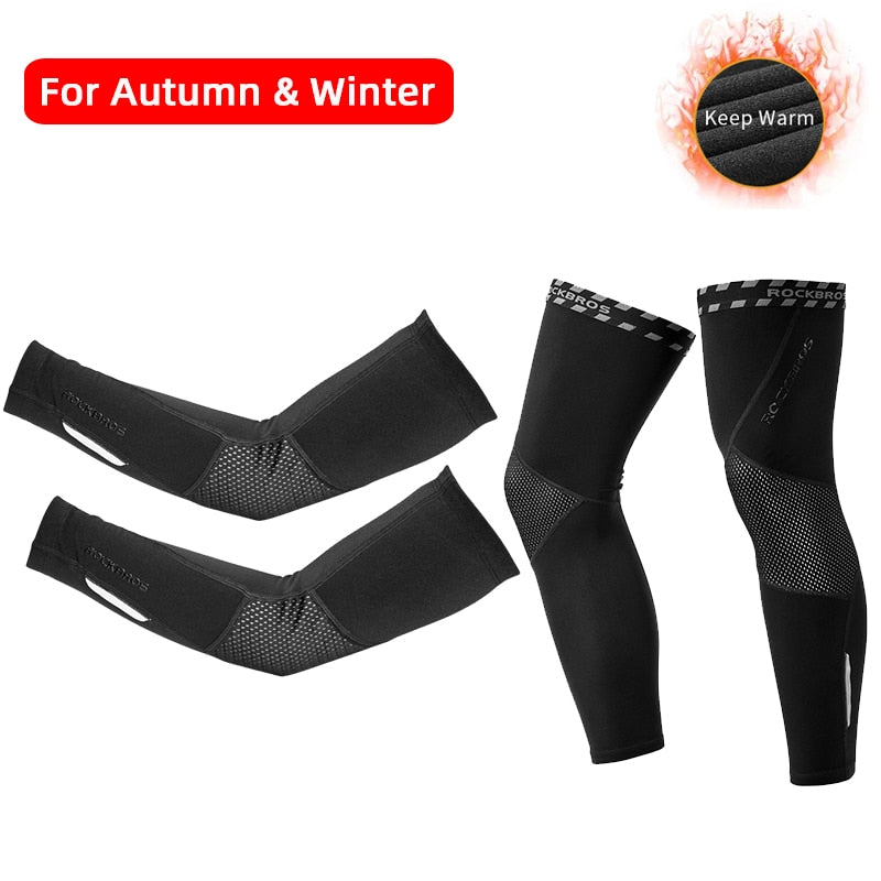 ROCKBROS Winter Fleece Warm Arm Sleeves Breathable Sports Elbow Pads Fitness Arm Covers Cycling Running Basketball Arm Warmers - Vlad's Bike Bits