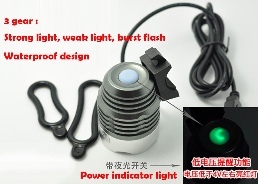 1800 Lumen T6 L2 Bicycle LED Headlight Waterproof - Brightness 5V2A USB Interface - Vlad's Bike Bits