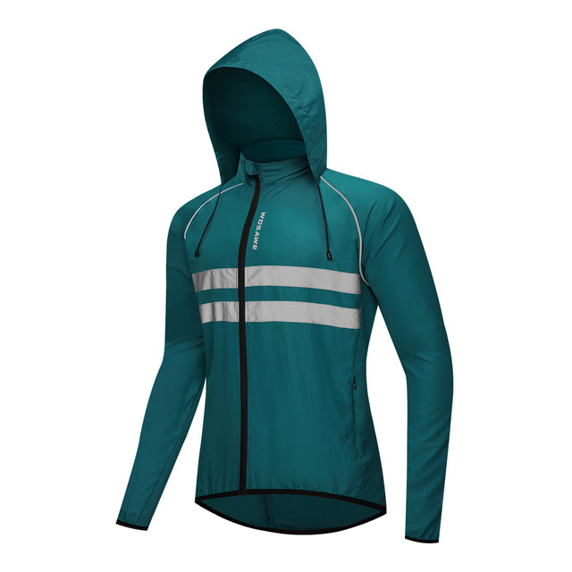 WOSAWE Windproof Cycling Jackets Hooded Men Riding Waterproof Cycle Clothing Bike Long Sleeve Jerseys Reflective Vest Wind Coat - Vlad's Bike Bits