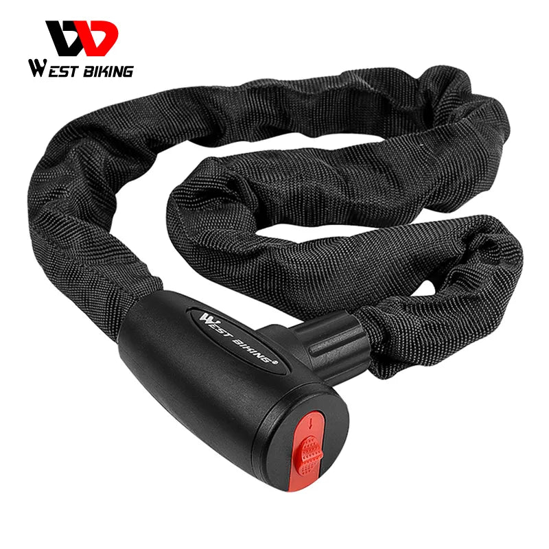 WEST BIKING Anti-theft Bicycle Lock MTB Road Bike Safety Chain Lock With 2 Keys Outdoor Cycling Bicycle Accessories Bike Locks