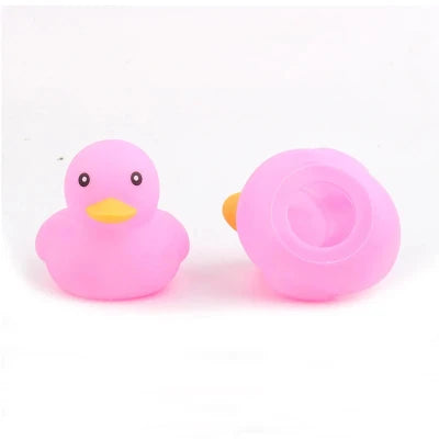 41604868210786 - Christmas Gift/Decoration - Yellow/Black/Pink Rubber Duck for Kid's Bikes - Cute Squeaky Ducks with Helmet and Scarf for Winter - Pink Duck
