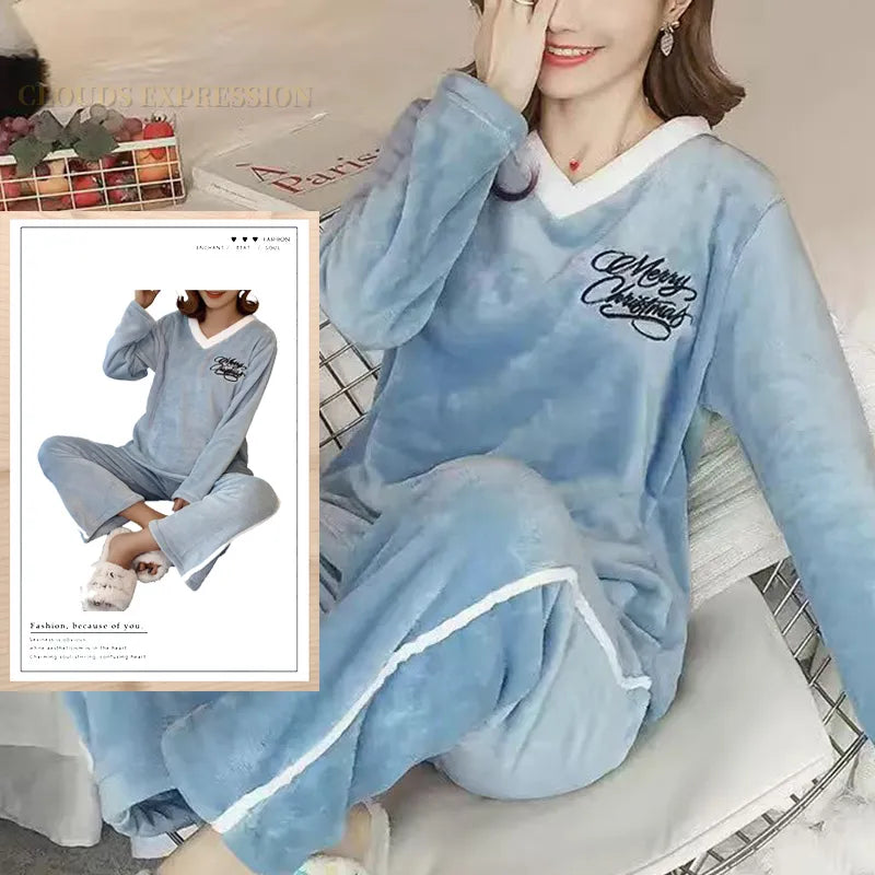 Autumn/Winter Women's/Girl's Pyjama Sets - Polka Dots/Printed Teddy - Sleepwear/Loungewear/Pyjamas - 40622422655074|40622422753378|40622422851682|40622422949986