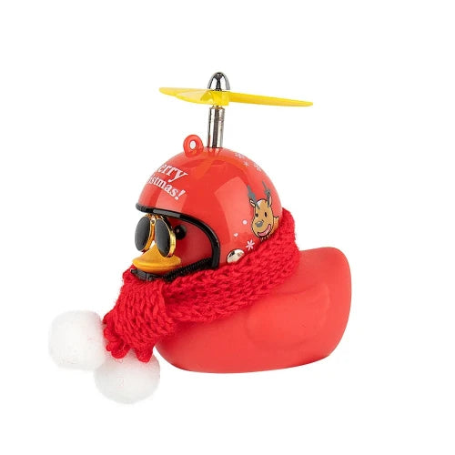 41604777345122|41604777902178|41604777934946|41604778000482 - Cute, Christmas Red/Yellow/Black Ducks with Helmet, Glasses and Scarf - Kid's Cycling Accessories - Xmas Gifts - Red Duck with Scarf