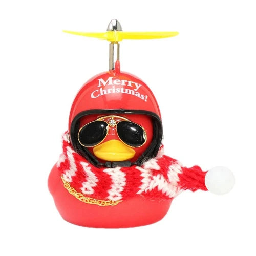 41604777705570|41604777771106|41604777869410|41604777967714 - Christmas Duck Bell - Yellow/Pink/Black - Children's Bike Safety - Cute Squeaky Duck with Red Helmet and Scarf for Winter - Pink Duck with Scarf