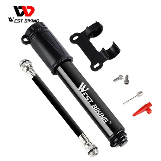 WEST BIKING 100Psi Mini Bike Pump Aluminum Alloy Bicycle Hand Air Pump Tire Inflator Schrader Presta Valve MTB Road Cycling Pump