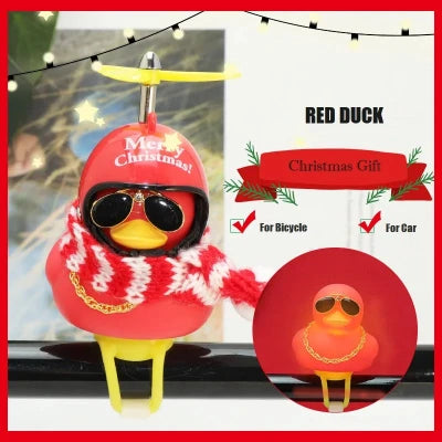 Cute, Christmas Red/Yellow/Black Ducks with Helmet, Glasses and Scarf - Kid's Cycling Accessories - Xmas Gifts for Kids