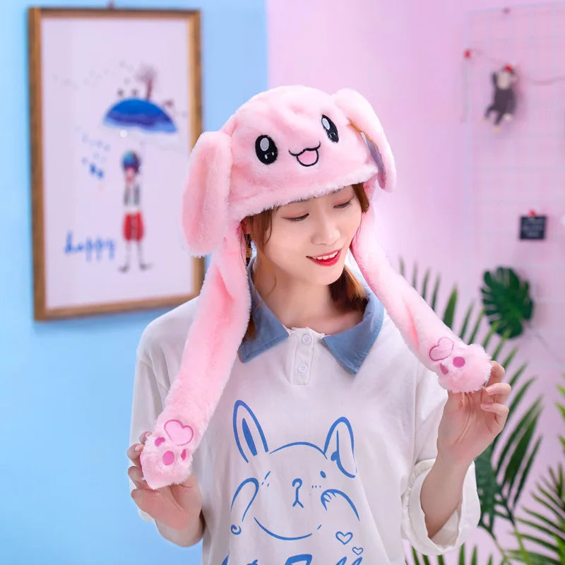 Pokemon Cartoon Glowing Hat Cute Pikachu Children Plush Bunny Hat Cute Pet Bunny Ears Will Move Headband Girl New Year Gift New