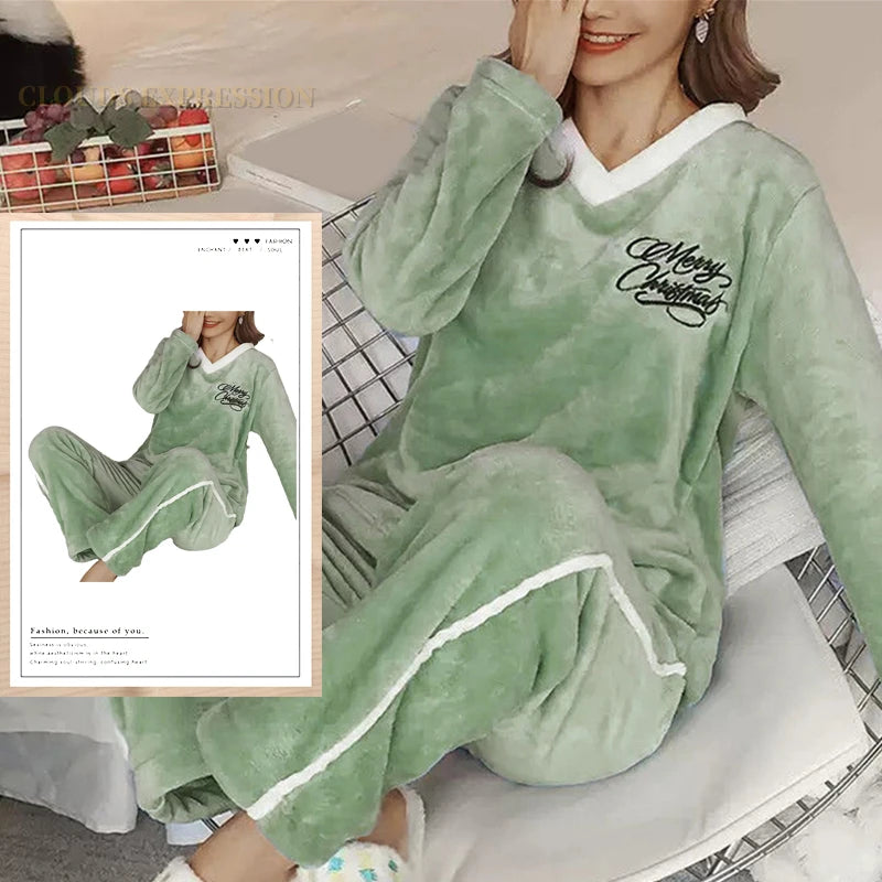 Autumn/Winter Women's/Girl's Pyjama Sets - Polka Dots/Printed Teddy - Sleepwear/Loungewear/Pyjamas - 40622422196322|40622422294626|40622422425698|40622422556770