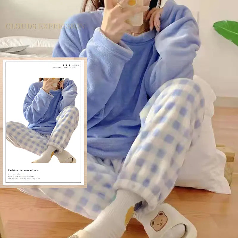 Autumn/Winter Women's/Girl's Pyjama Sets - Polka Dots/Printed Teddy - Sleepwear/Loungewear/Pyjamas - 40622419607650|40622419673186|40622419771490|40622419837026