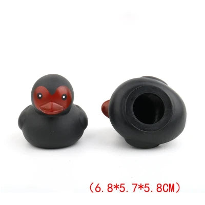 41604868178018 - Christmas Gift/Decoration - Yellow/Black/Pink Rubber Duck for Kid's Bikes - Cute Squeaky Ducks with Helmet and Scarf for Winter - Black Duck