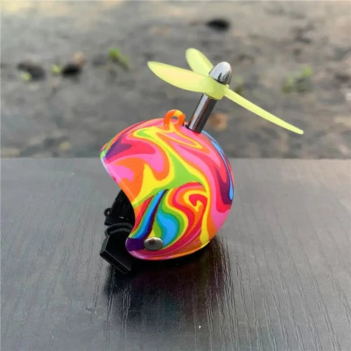 Christmas Gift/Decoration - Yellow/Black/Pink Rubber Duck for Kid's Bikes - Cute Squeaky Ducks with Helmet and Scarf for Winter - Multicoloured Helmet