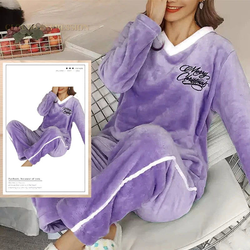 Autumn/Winter Women's/Girl's Pyjama Sets - Polka Dots/Printed Teddy - Sleepwear/Loungewear/Pyjamas - 40622423048290|40622423146594|40622423244898|40622423375970