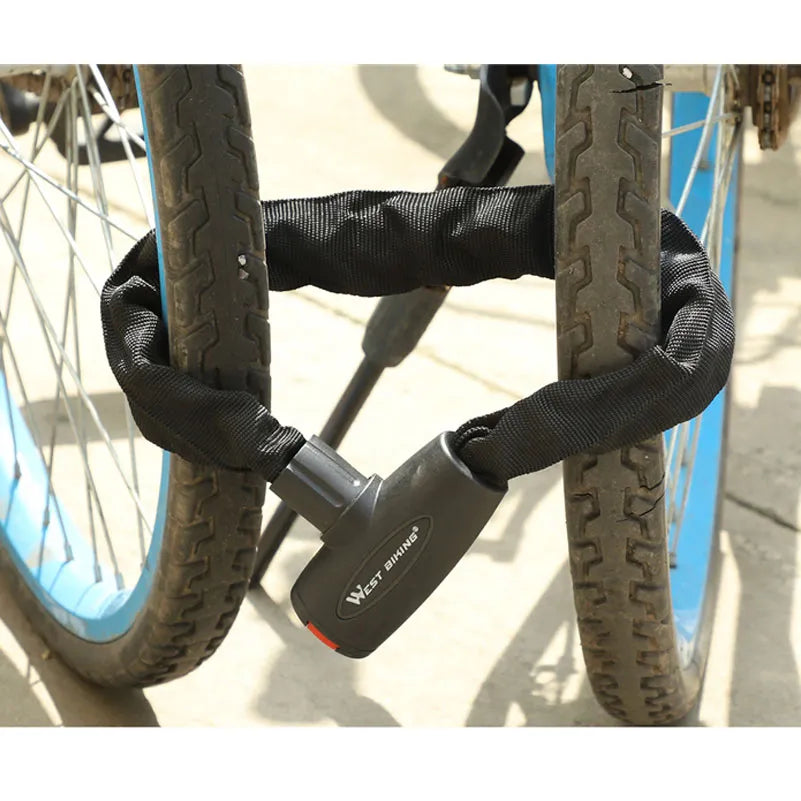 WEST BIKING Anti-theft Bicycle Lock MTB Road Bike Safety Chain Lock With 2 Keys Outdoor Cycling Bicycle Accessories Bike Locks