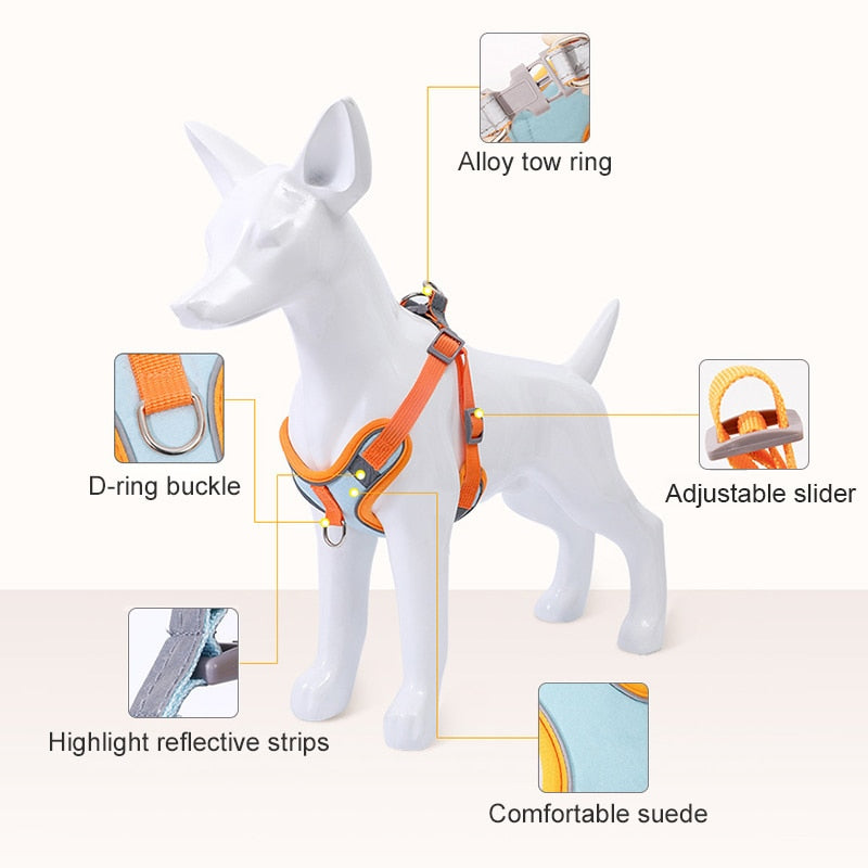 Dog Harness for Small Dogs Cats Reflective Pet Chest Vest Leash Adjustable Breathable Pet Harness And Leash Set Dog Accessories