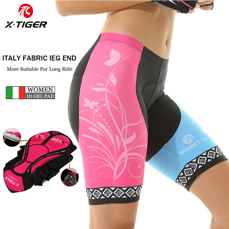 X-Tiger Women 3D Gel Padded Cycling Shorts Shockproof MTB Mountian Bicycle Shorts Road Racing Bike Shorts