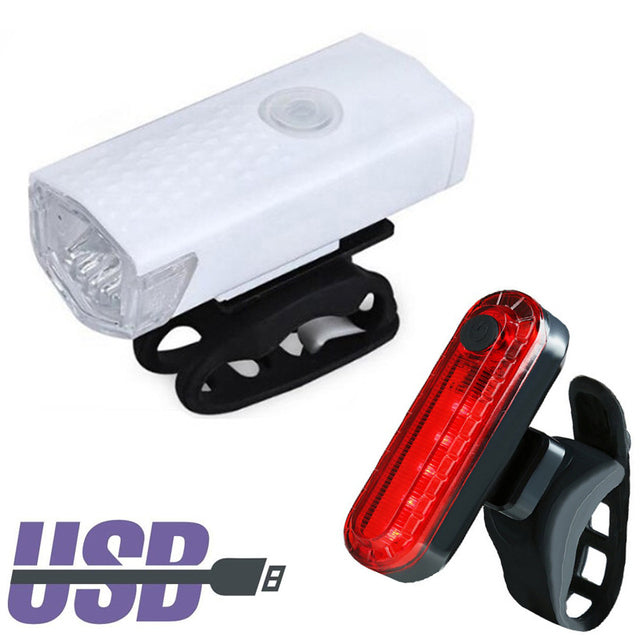 Front Headlight + Rear Cycling Lights - 2 Piece Rechargeable 300 Lumens Bicycle LED Lights - Vlad's Bike Bits