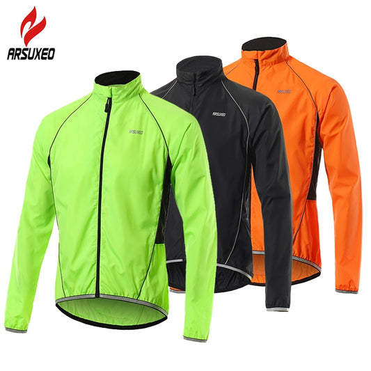 ARSUXEO Ultralight Reflective Men Cycling Jacket - Windproof/Waterproof, Yellow/Black/Orange - Vlad's Bike Bits