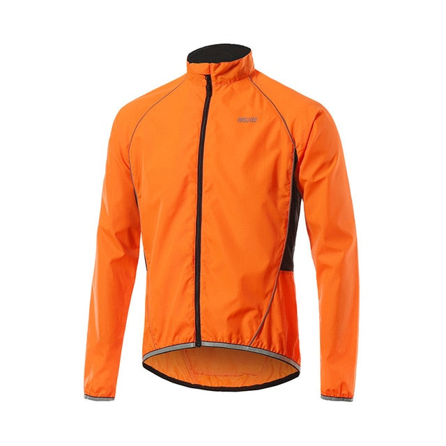 ARSUXEO Ultralight Reflective Men Cycling Jacket - Windproof/Waterproof, Yellow/Black/Orange - Vlad's Bike Bits