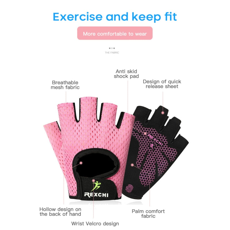 AUBTEC Cycling Gloves Fitness Gloves Gym Weightlifting Yoga Bodybuilding Training Thin Breathable Non-slip Half Finger Gloves - Vlad's Bike Bits