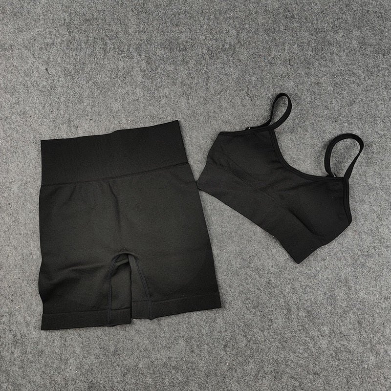 Seamless Yoga Sets - Workout/Sport Pants, Bra, Gym Shorts, Crop Tops, High-Waist Leggings - Various Sports Sets/Black/Pink/Purple
