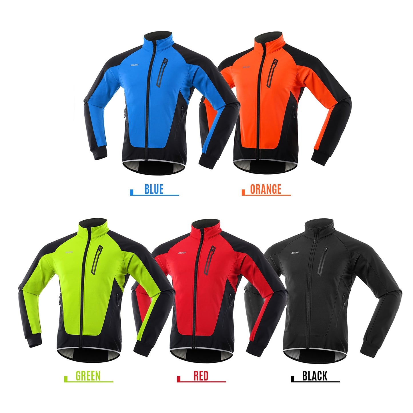 ARSUXEO Hi-Viz Men's Winter Waterproof/Windproof Thermal Fleece-lined Cycling Jacket - Reflective/5 Colours