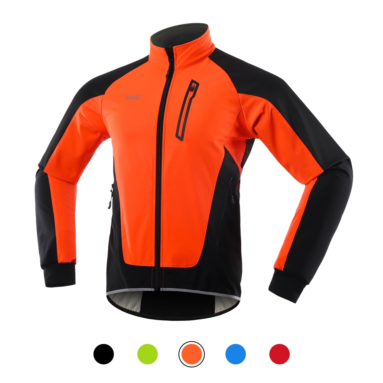 ARSUXEO Hi-Viz Men's Winter Waterproof/Windproof Thermal Fleece-lined Cycling Jacket - Reflective/Orange/Black