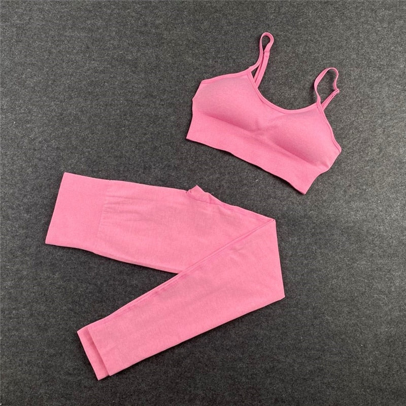 Seamless Yoga Sets - Workout/Sport Pants, Bra, Gym Shorts, Crop Tops, High-Waist Leggings - Various Sports Sets/Black/Pink/Purple