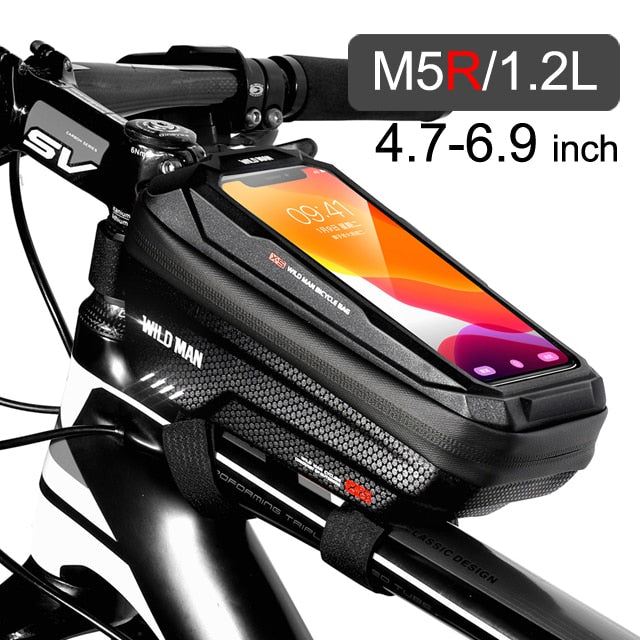 WILD MAN Bike Bag 1.8L Frame Front Tube Cycling Bag Bicycle Waterproof Phone Case Holder 7 Inches Touchscreen Bag Accessories - Vlad's Bike Bits