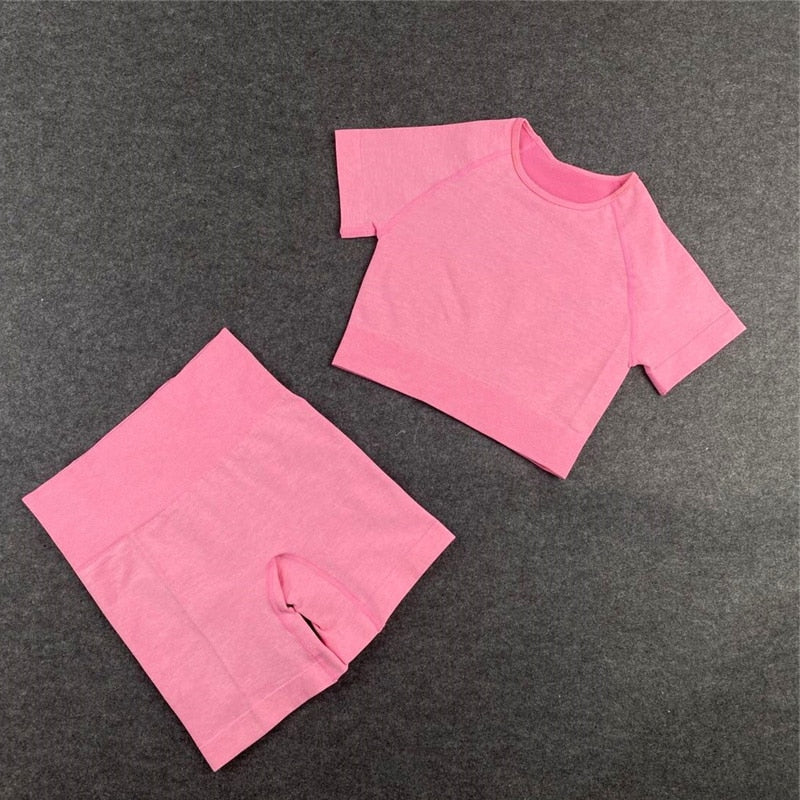 Seamless Yoga Sets - Workout/Sport Pants, Bra, Gym Shorts, Crop Tops, High-Waist Leggings - Various Sports Sets/Black/Pink/Purple