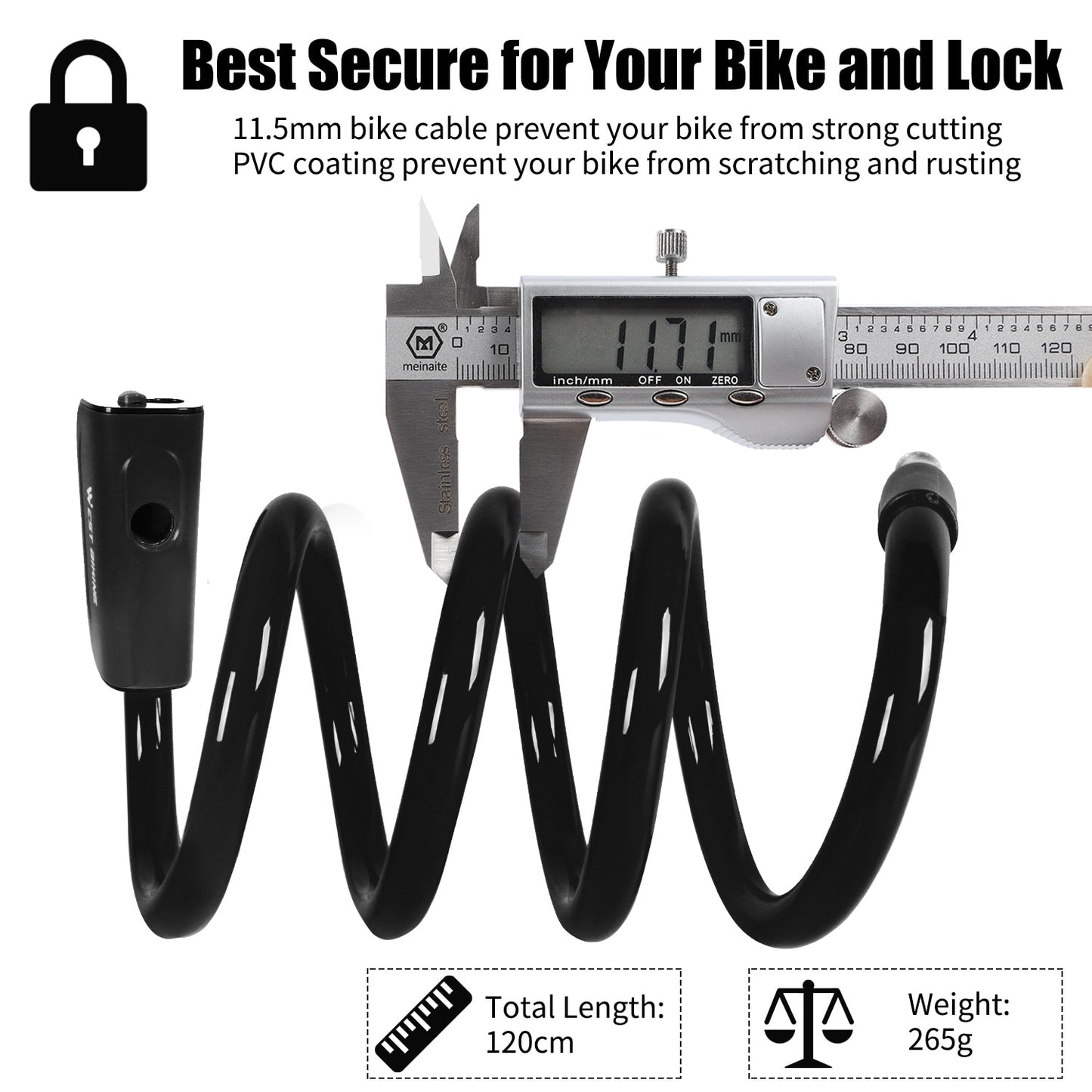 WEST BIKING Bike Cable Lock - Anti Theft - Key or Code - Bicycle Security Accessories - Vlad's Bike Bits