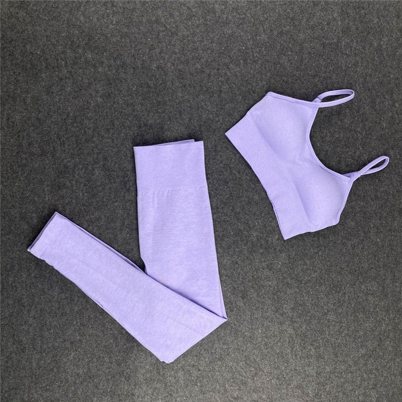 Seamless Yoga Sets - Workout/Sport Pants, Bra, Gym Shorts, Crop Tops, High-Waist Leggings - Various Sports Sets/Black/Pink/Purple