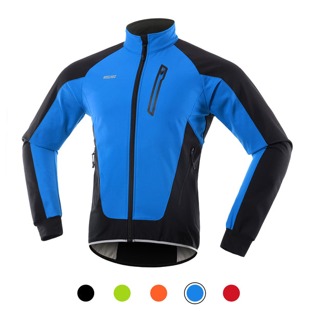 ARSUXEO Hi-Viz Men's Winter Waterproof/Windproof Thermal Fleece-lined Cycling Jacket - Reflective/Blue/Black
