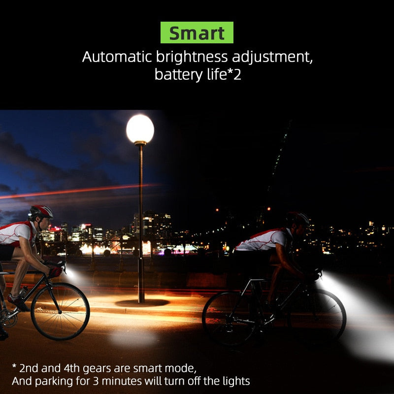 4000mAh Induction Bicycle Front Light Set USB Rechargeable Smart Headlight With Horn 800 Lumen LED Bike Lamp Cycling FlashLight - Vlad's Bike Bits