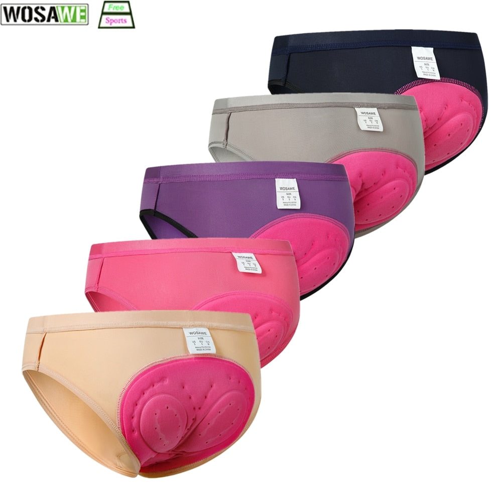 WOSAWE Women's Cycling 3D Silicone Cushion Lightweight Quick-drying Briefs - 5 of 7 Colours, Sizes: S-2XL