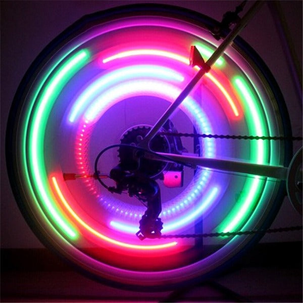 3 Mode LED Neon Bicycle Wheel Spoke Lights - Waterproof Colour Safety Lights