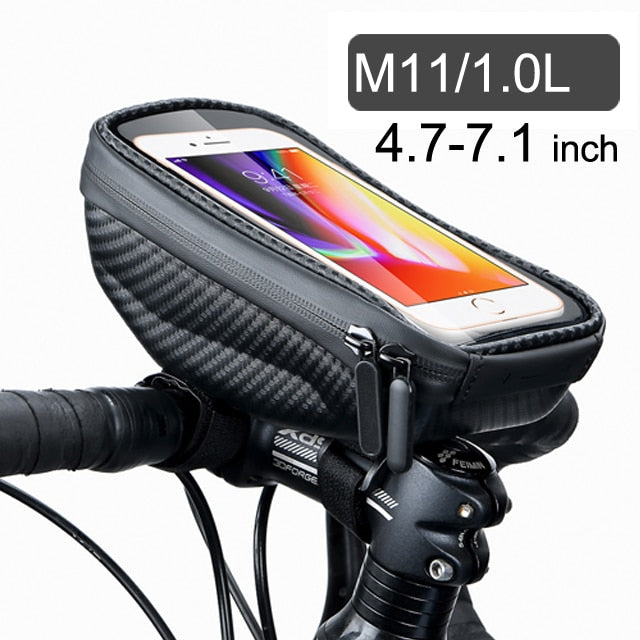 WILD MAN Bike Bag 1.8L Frame Front Tube Cycling Bag Bicycle Waterproof Phone Case Holder 7 Inches Touchscreen Bag Accessories - Vlad's Bike Bits