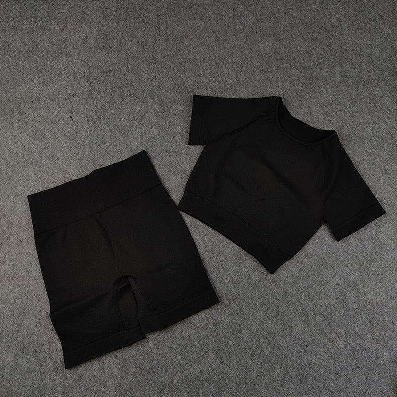 Seamless Yoga Sets - Workout/Sport Pants, Bra, Gym Shorts, Crop Tops, High-Waist Leggings - Various Sports Sets/Black/Pink/Purple