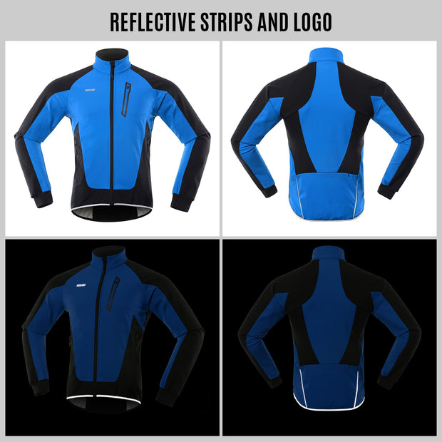 ARSUXEO Hi-Viz Men's Winter Waterproof/Windproof Thermal Fleece-lined Cycling Jacket - Reflective/5 Colours